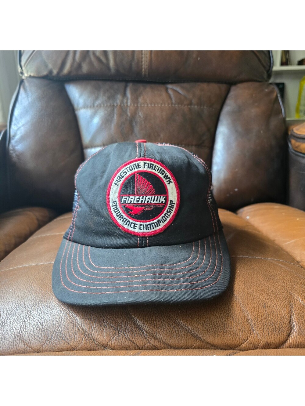 Vintage Firestone Firehawk Endurance Championship Trucker Hat Snapback Mesh USA